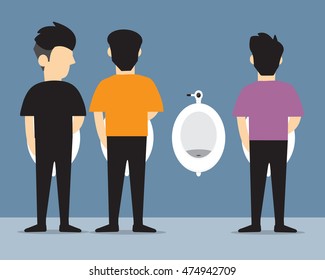 Man Urinating  Vector Flat Design.