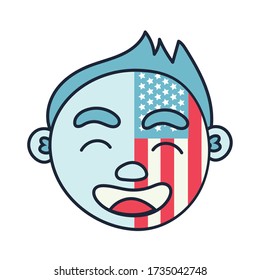 man with usa flag painted line and fill style vector illustration design