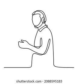 man use headphone enjoy oneline continuous single line art