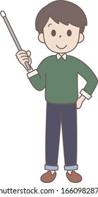 Hombre para usar el bastón de instrucciones