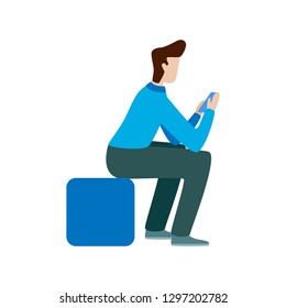 Man use smartphone. Flat vector concept illustration isolated