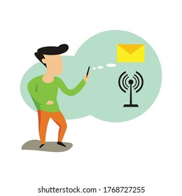 man use smartphone message illustration vector