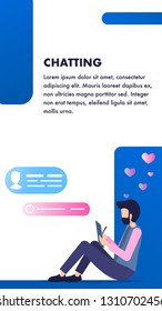 Man use Tablet Online Love Chatting make Friend. Social Media Communication, Chat. Man Sit Write Draw on Clipboard. Bearded Young Freelancer use Network. Flat Cartoon Vector Illustration