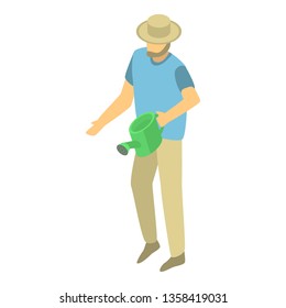 Man use watering can icon. Isometric of man use watering can vector icon for web design isolated on white background