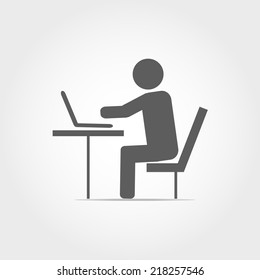 man used labtop icon on white background