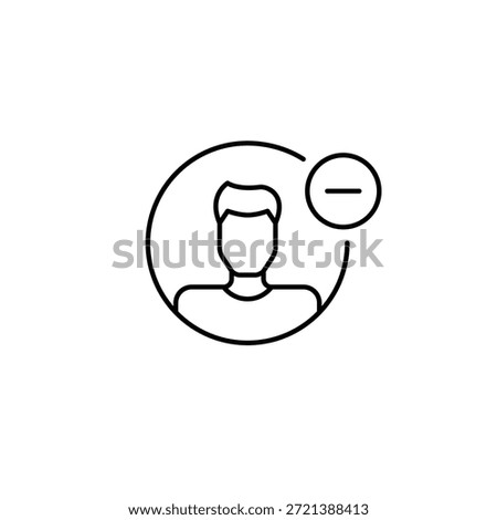 Man user avatar and minus. Remove or delete profile or account. Pixel perfect, editable stroke vector icon