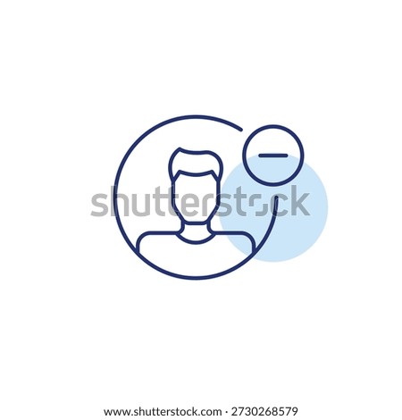 Man user avatar and minus. Remove or delete profile or account. Pixel perfect, editable stroke vector icon