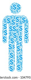 Man User composition of dollar symbols. Vector dollar pictograms are composed into man user composition.