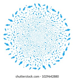 Man User festive sphere. Object pattern combined from scattered man user design elements as festive circle. Vector illustration style is flat iconic symbols.