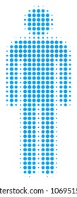 Man User halftone vector pictogram. Illustration style is dotted iconic Man User icon symbol on a white background. Halftone pattern is round items.