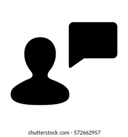 Man User Icon - Person Profile Avatar With Chat or Speech Bubble Glyph Vector illustration