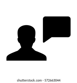 Man User Icon - Person Profile Avatar With Chat or Speech Bubble Glyph Vector illustration