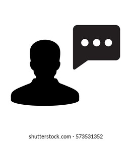Man User Icon - Person Profile With Chat Bubble Glyph Vector illustration