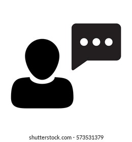 Man User Icon - Person Profile With Chat Bubble Glyph Vector illustration