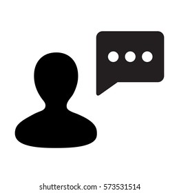 Man User Icon - Person Profile With Chat Bubble Glyph Vector illustration