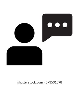 Man User Icon - Person Profile With Chat Bubble Glyph Vector illustration