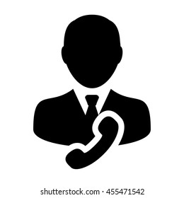 Man User Icon With Phone Symbol Glyph Vector illustration