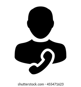 Man User Icon With Phone Symbol Glyph Vector illustration