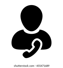 Man User Icon With Phone Symbol Glyph Vector illustration