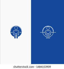 Man, User, Login, Id, Identity Line and Glyph Solid icon Blue banner Line and Glyph Solid icon Blue banner. Vector Icon Template background