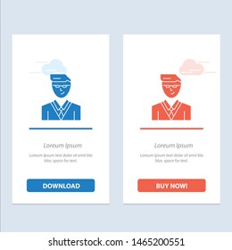 Man, User, Manager, Student  Blue and Red Download and Buy Now web Widget Card Template. Vector Icon Template background