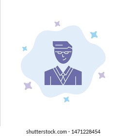 Man, User, Manager, Student Blue Icon on Abstract Cloud Background. Vector Icon Template background