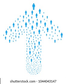 Man User pattern composed in the set of forward directional arrow. Ahead pointing arrow collage combined from man user design elements.