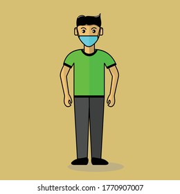a man uses a mask to protect himself