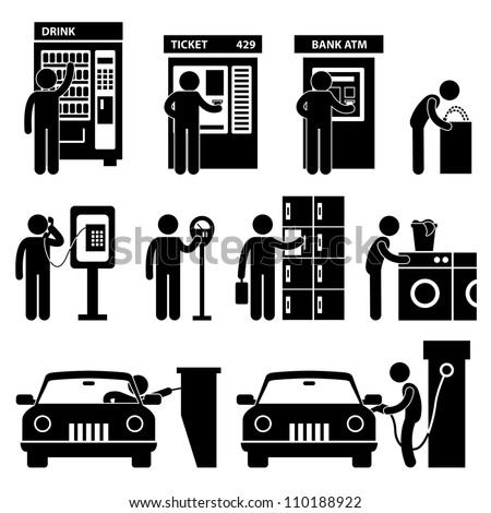 Man using Auto Public Slot Machine Icon Symbol Sign Pictogram