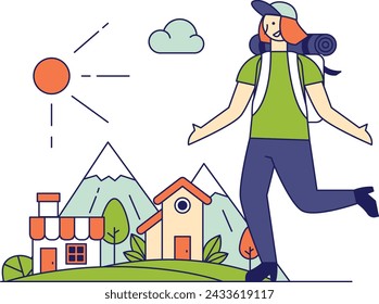 Man using a backpack traveling around the world