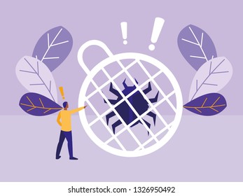 man using bug animal with sphere planet