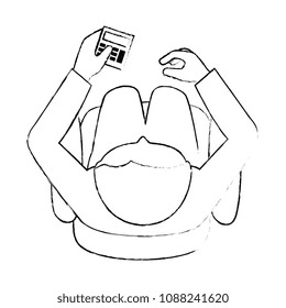 man using calculator device