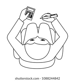 man using calculator device