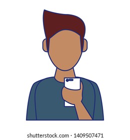 man using cellphone icon cartoon vector illustration graphic design