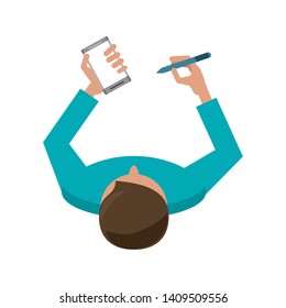 man using cellphone icon cartoon vector illustration graphic design
