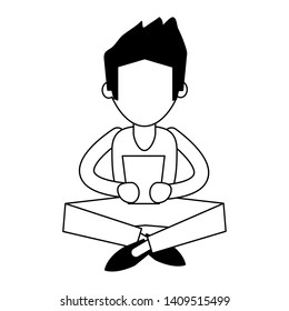 man using cellphone icon cartoon vector illustration graphic design