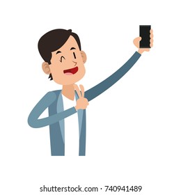 man using cellphone icon image 