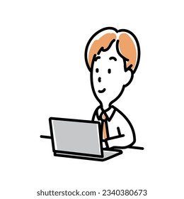 man using a computer,Vector Illustration