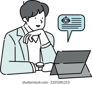 Hombre con chat de AI en conversación GPT	
