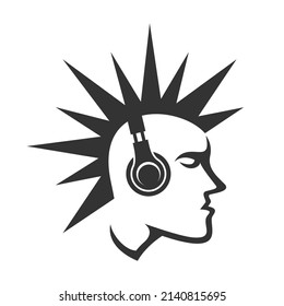 Man using earphone vector illustration. Man listening music vector.