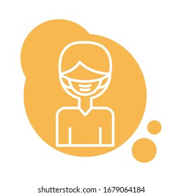 man using face mask accessory block style vector illustration design