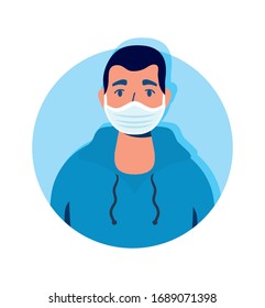 man using face mask character vector illustration design