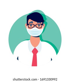 man using face mask character vector illustration design