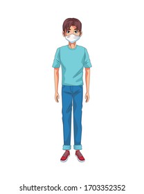 man using face mask character vector illustration design