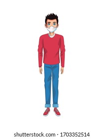 man using face mask character vector illustration design