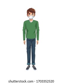 man using face mask character vector illustration design