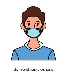 man using face mask character vector illustration design