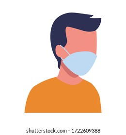 man using face mask for covid 19 vector illustration design