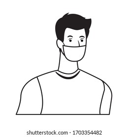 man using face mask for covid19 character vector illustration design