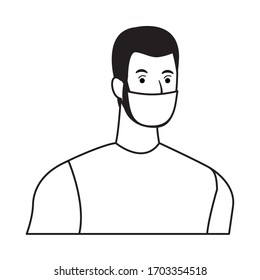 man using face mask for covid19 character vector illustration design